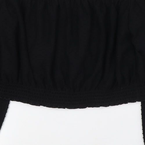 Divided by H&M Womens Black Polyester Basic Button-Up Size M Off the Shoulder