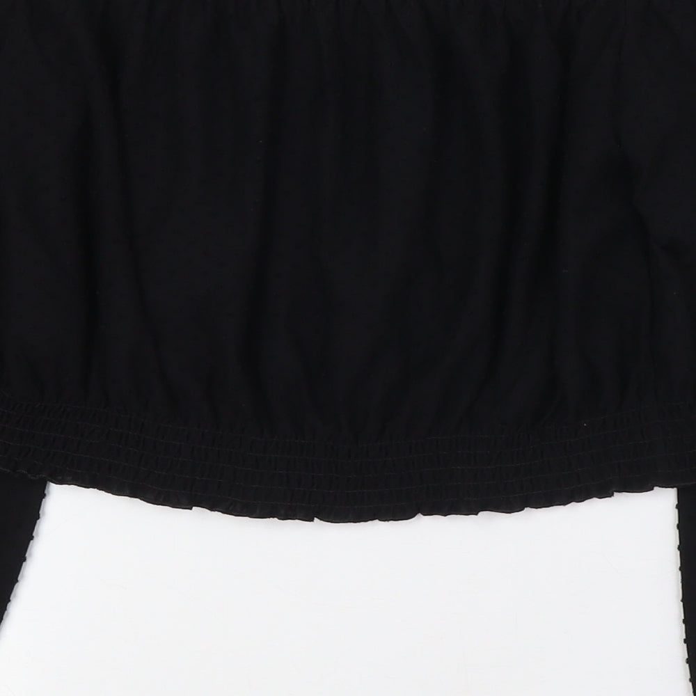 Divided by H&M Womens Black Polyester Basic Button-Up Size M Off the Shoulder