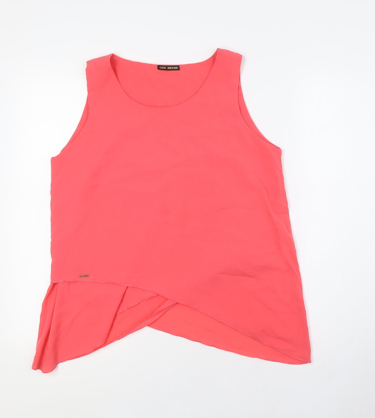 Chic Dress Womens Pink Polyester Basic Button-Up Size M Scoop Neck