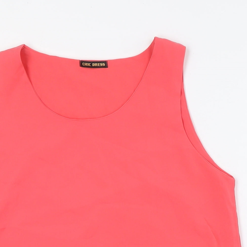 Chic Dress Womens Pink Polyester Basic Button-Up Size M Scoop Neck