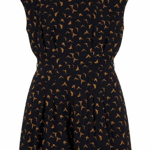 Dotti Womens Black Polyester Playsuit One-Piece Size 12 L3 in Zip - Bird Fabric