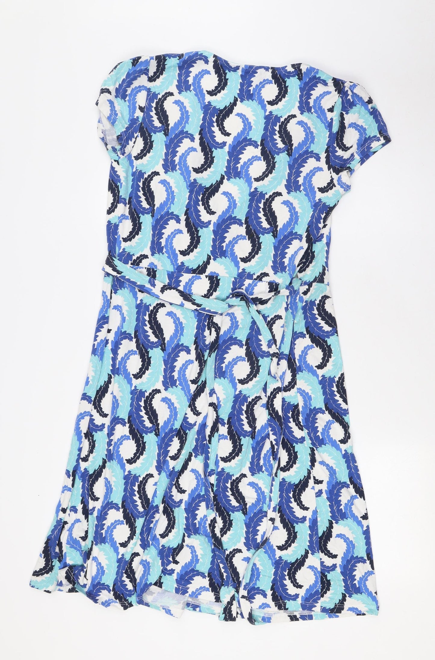 Boden Womens Blue Viscose A-Line Size 12 V-Neck Tie