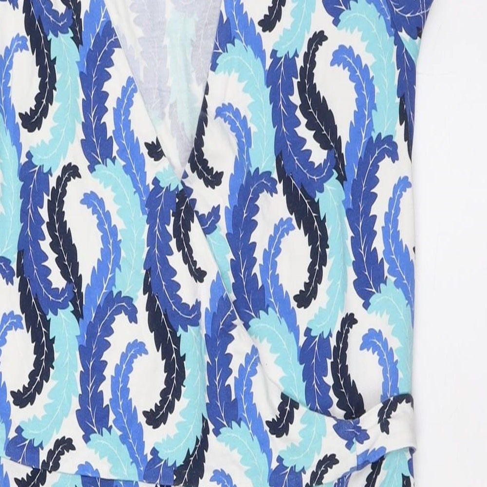 Boden Womens Blue Viscose A-Line Size 12 V-Neck Tie