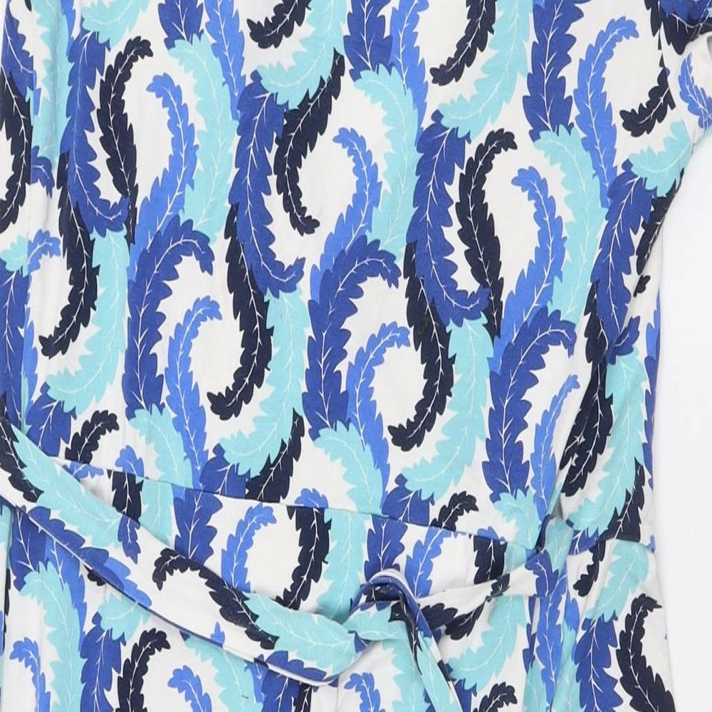 Boden Womens Blue Viscose A-Line Size 12 V-Neck Tie