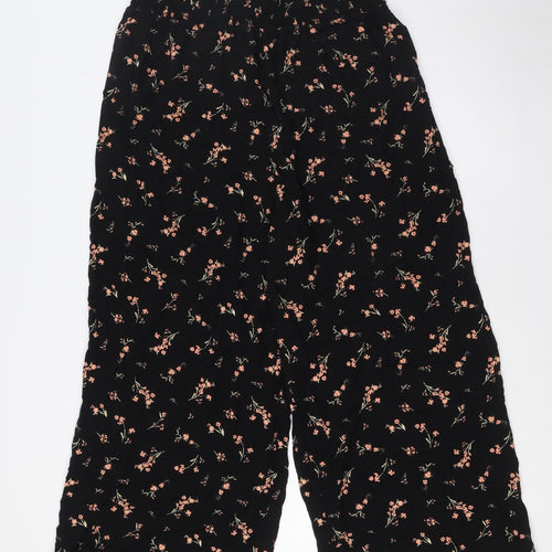 New Look Womens Black Floral Viscose Trousers Size 18 L28 in Regular - Orang Flowers