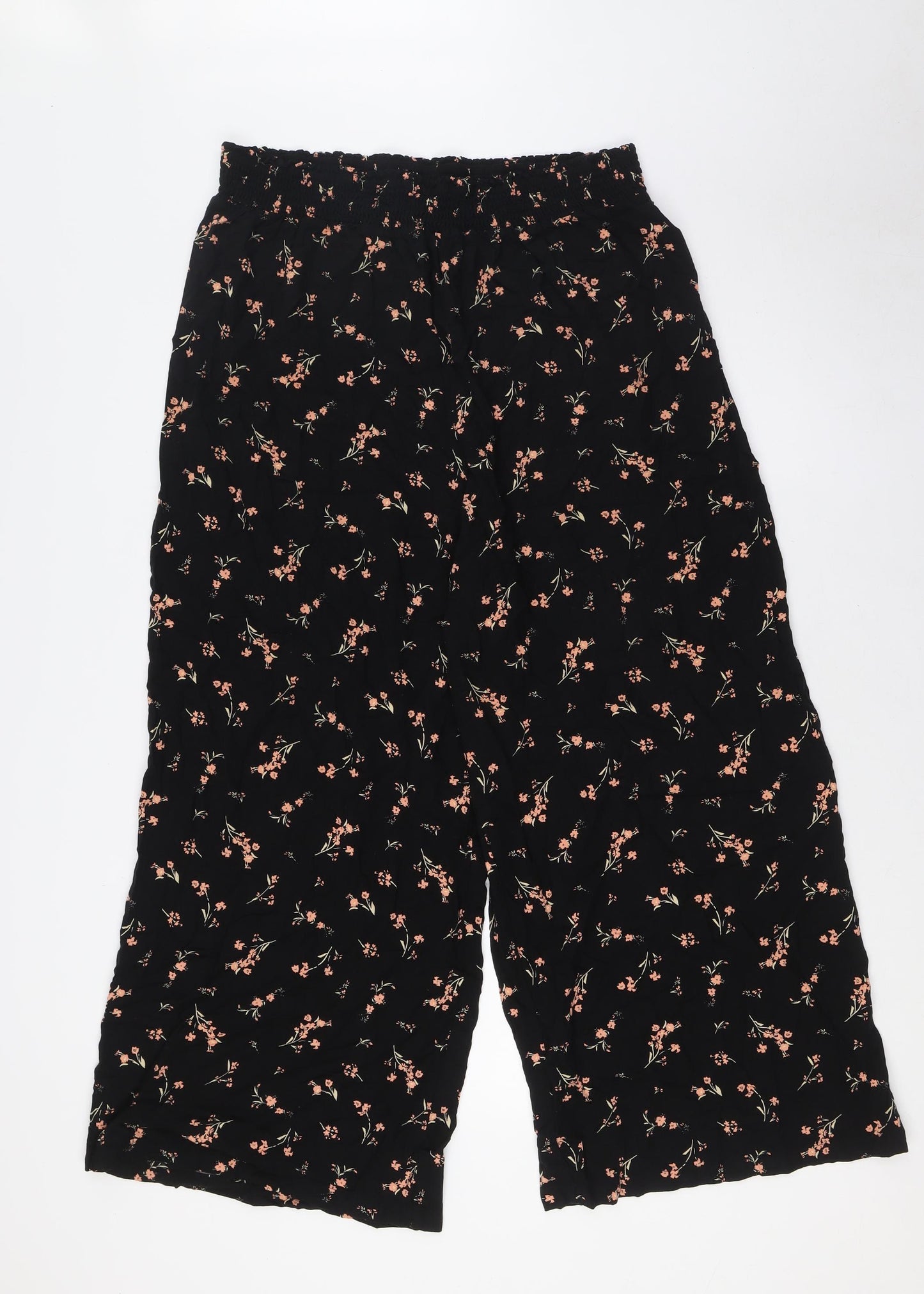 New Look Womens Black Floral Viscose Trousers Size 18 L28 in Regular - Orang Flowers