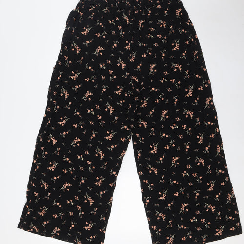 New Look Womens Black Floral Viscose Trousers Size 18 L28 in Regular - Orang Flowers