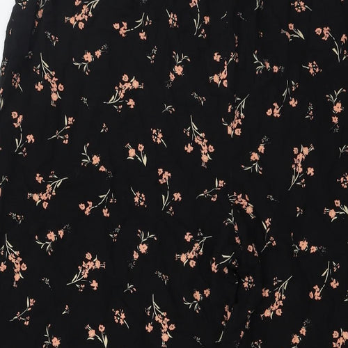 New Look Womens Black Floral Viscose Trousers Size 18 L28 in Regular - Orang Flowers