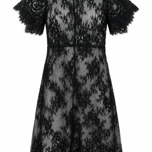 Marks and Spencer Womens Black Polyamide A-Line Size 10 Round Neck - Lace, Cold Shoulder