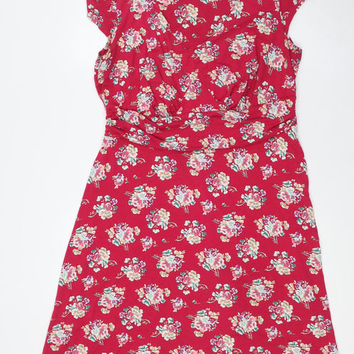 Pepperberry Womens Red Floral Viscose A-Line Size 18 V-Neck - Super Curvy