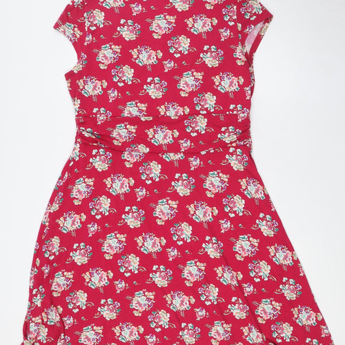 Pepperberry Womens Red Floral Viscose A-Line Size 18 V-Neck - Super Curvy