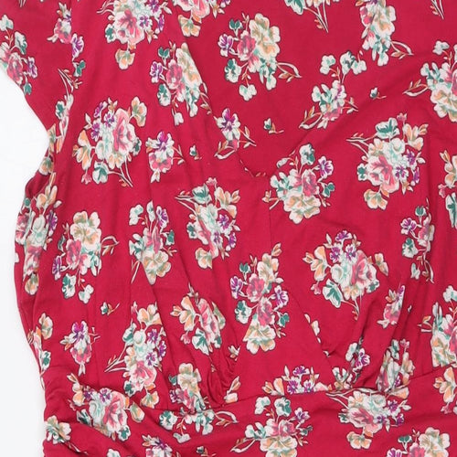 Pepperberry Womens Red Floral Viscose A-Line Size 18 V-Neck - Super Curvy