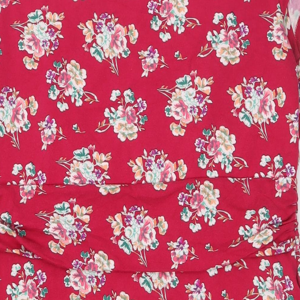 Pepperberry Womens Red Floral Viscose A-Line Size 18 V-Neck - Super Curvy
