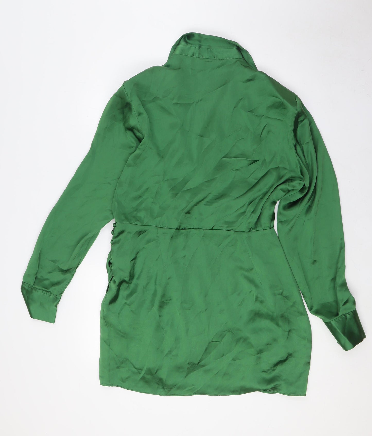 Zara Womens Green Polyester A-Line Size L Collared Zip