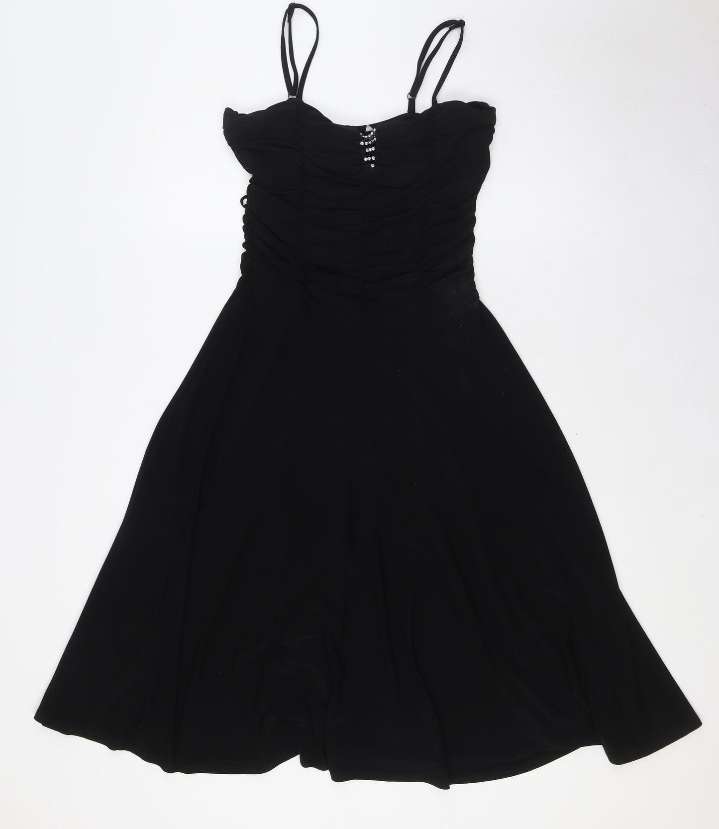 New Look Womens Black Polyester A-Line Size 12 Scoop Neck