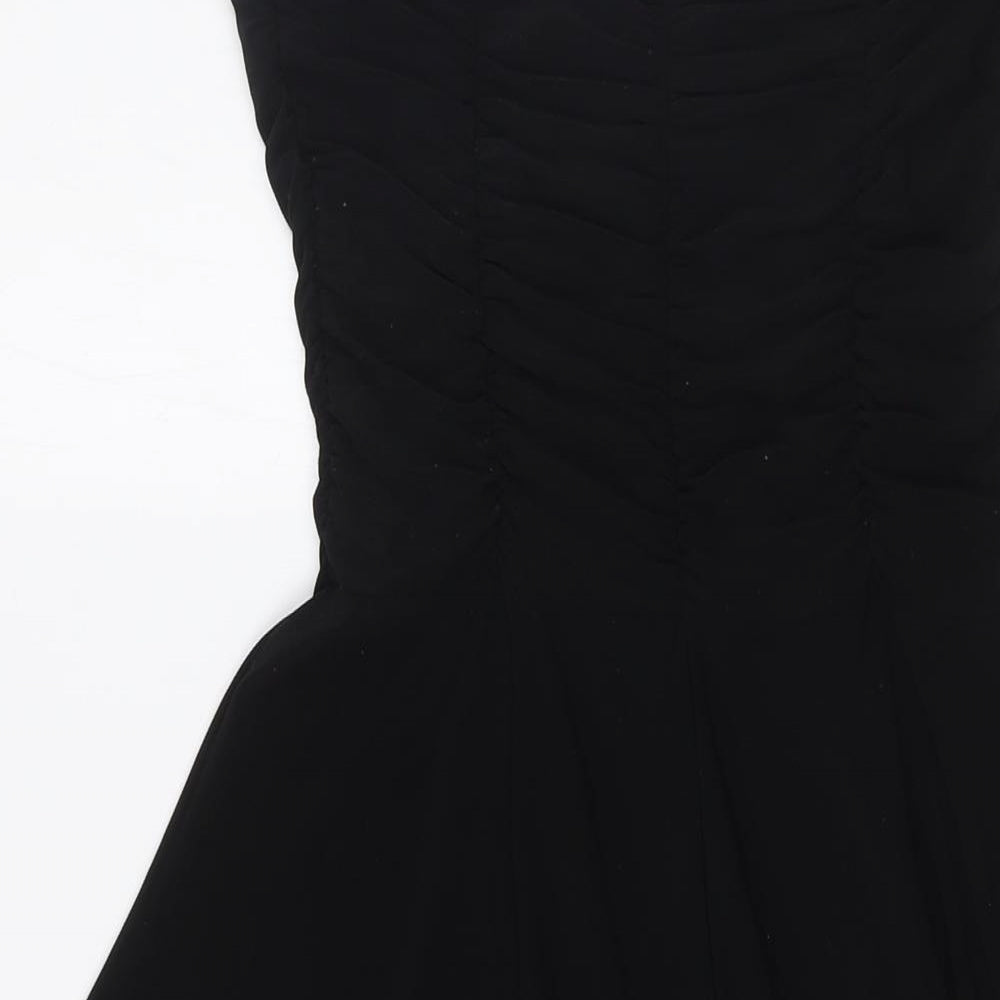 New Look Womens Black Polyester A-Line Size 12 Scoop Neck