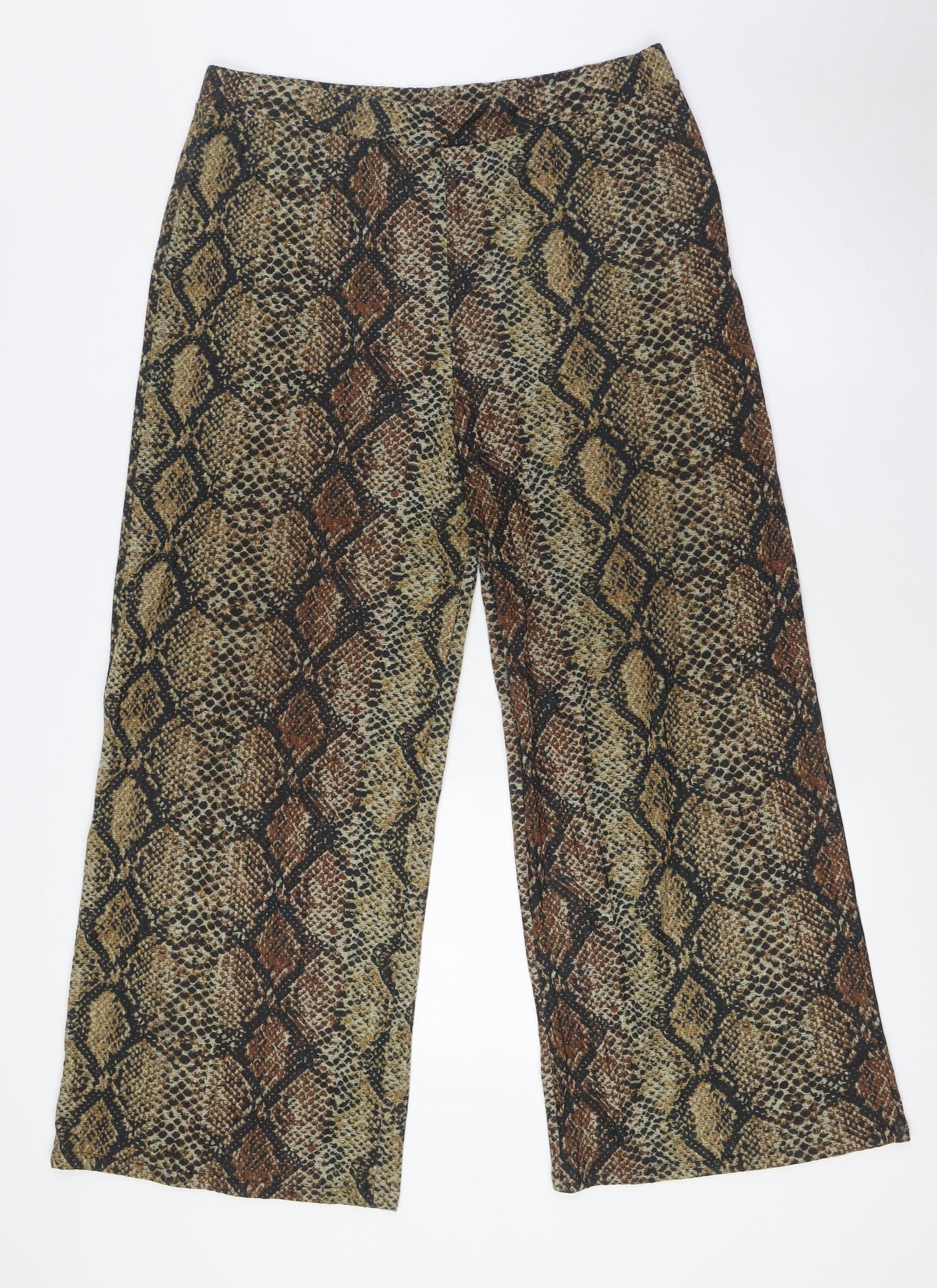 Zara Womens Brown Animal Print Polyester Trousers Size L L27 in Regular