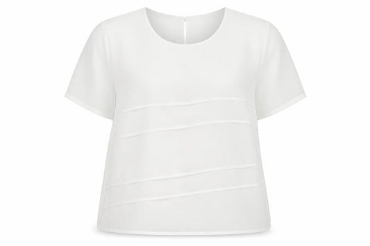 Front view of Afibel women’s white polyester basic button-up, size UK 16, scoop neck - layered