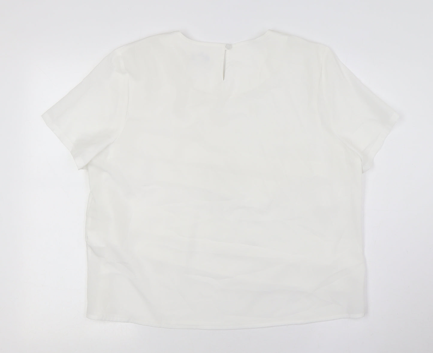 Afibel Womens White Polyester Basic Button-Up Size 16 Scoop Neck - Layered