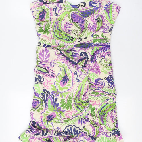 Zara Womens Multicoloured Linen Bodycon Size L Off the Shoulder Zip