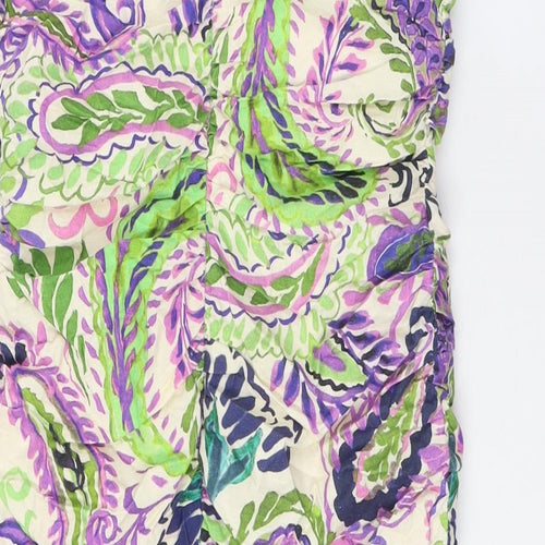 Zara Womens Multicoloured Linen Bodycon Size L Off the Shoulder Zip