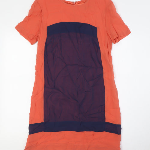 French Connection Womens Orange Viscose A-Line Size 10 Round Neck Zip