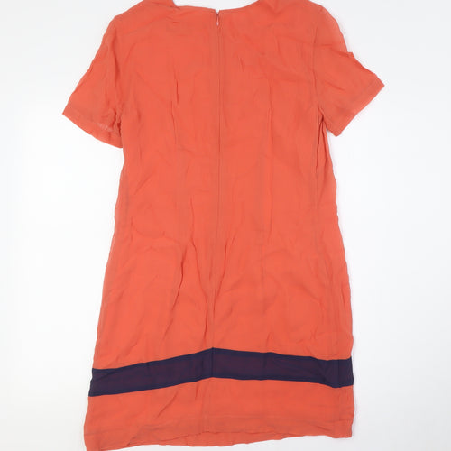 French Connection Womens Orange Viscose A-Line Size 10 Round Neck Zip
