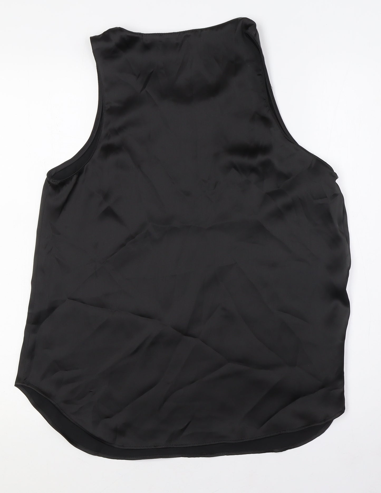 Zara Womens Black Polyester Basic Button-Up Size M Round Neck