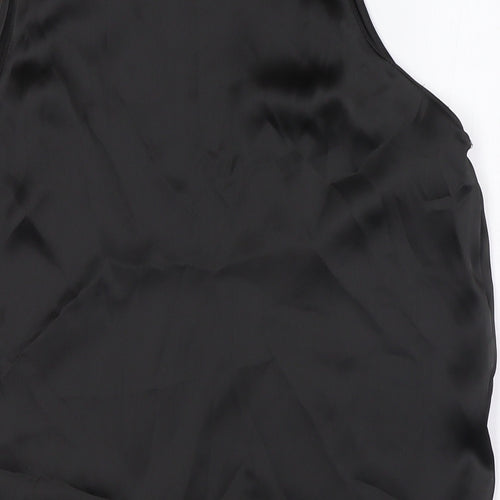 Zara Womens Black Polyester Basic Button-Up Size M Round Neck