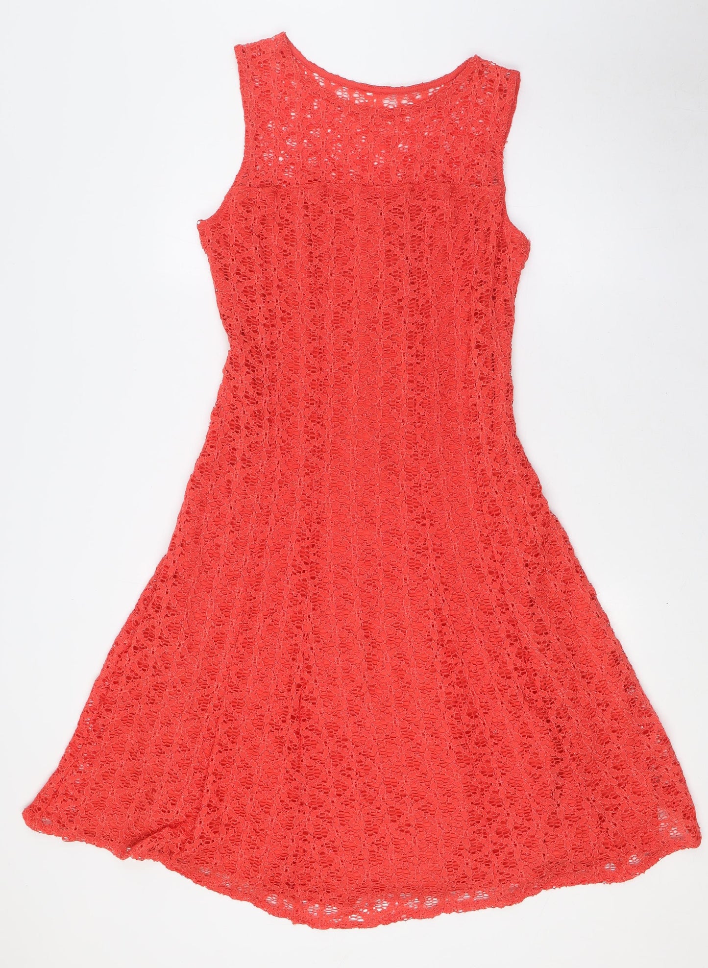 Roman Womens Orange Polyester A-Line Size 16 Round Neck