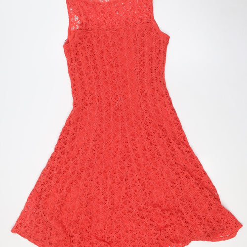 Roman Womens Orange Polyester A-Line Size 16 Round Neck