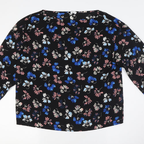 Warehouse Womens Multicoloured Floral Polyester Basic Button-Up Size 14 Boat Neck