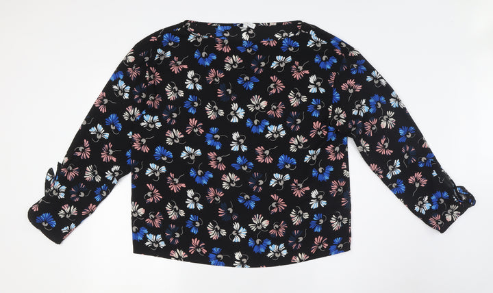 Warehouse Womens Multicoloured Floral Polyester Basic Button-Up Size 14 Boat Neck