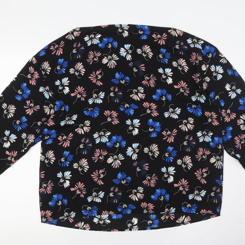 Warehouse Womens Multicoloured Floral Polyester Basic Button-Up Size 14 Boat Neck