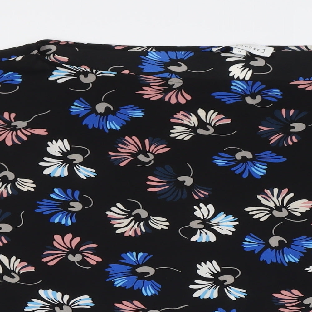 Warehouse Womens Multicoloured Floral Polyester Basic Button-Up Size 14 Boat Neck