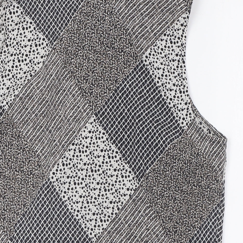 Paul Costelloe Womens Black Polyester Basic Button-Up Size L Cowl Neck