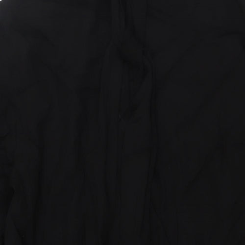 Zara Womens Black Viscose A-Line Size 2XL Collared Button