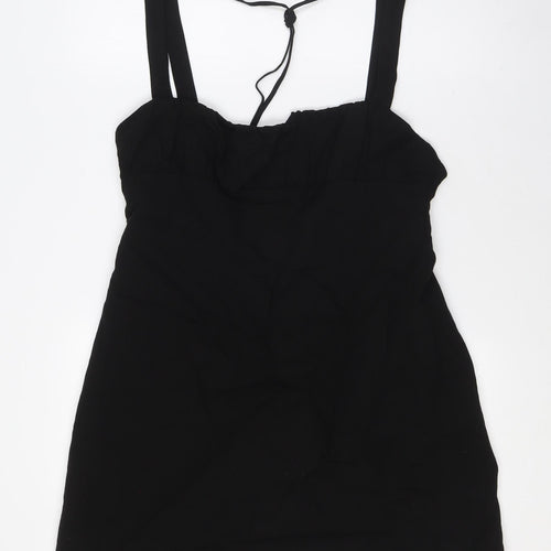 Zara Womens Black Polyester A-Line Size XL Square Neck Zip