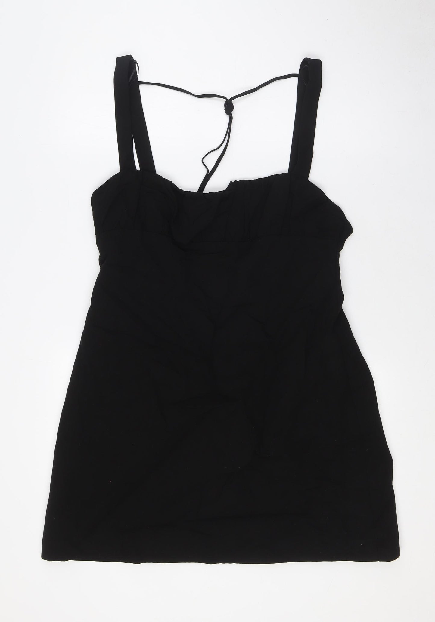 Zara Womens Black Polyester A-Line Size XL Square Neck Zip
