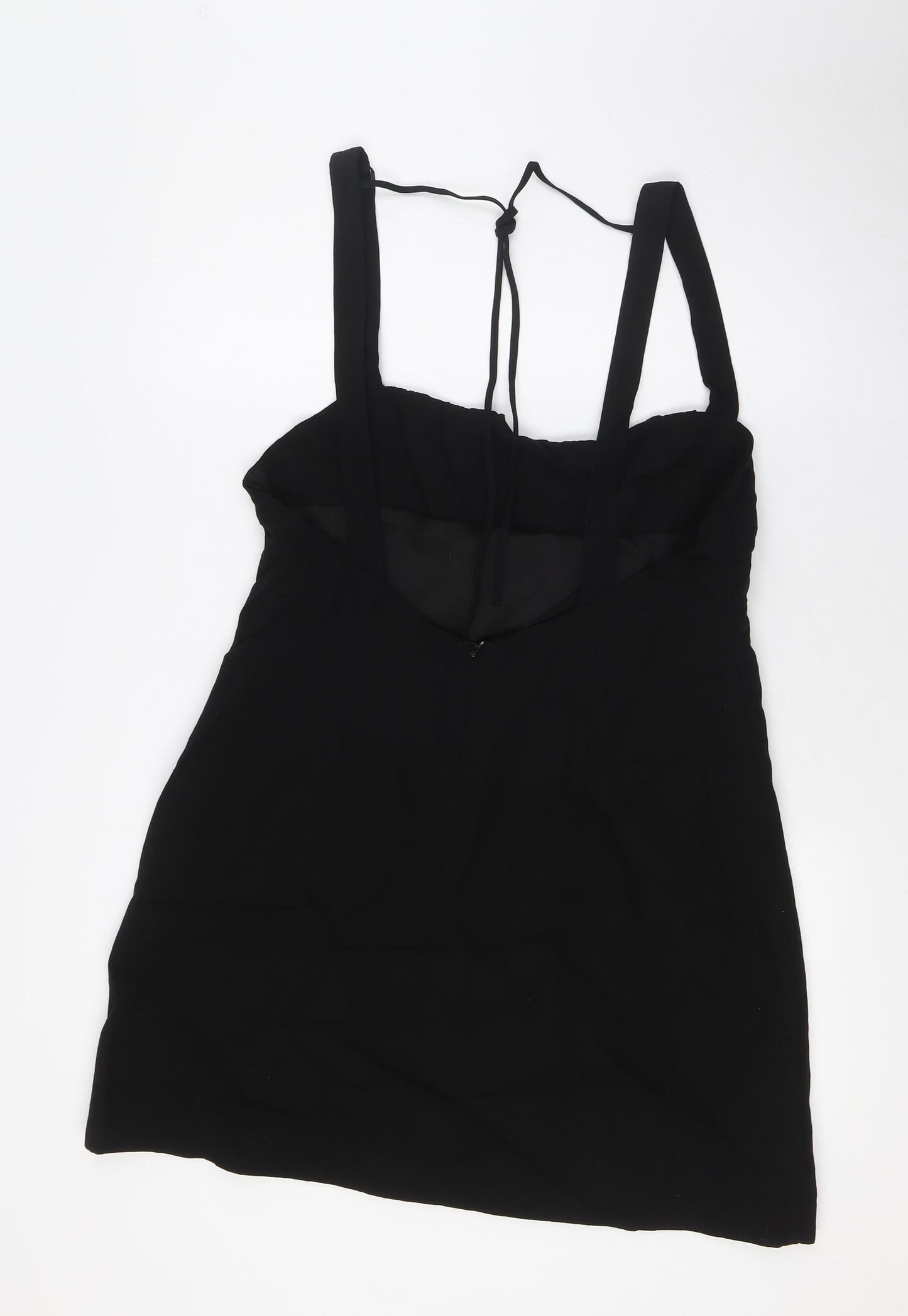 Zara Womens Black Polyester A-Line Size XL Square Neck Zip