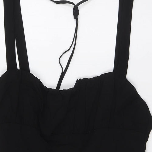 Zara Womens Black Polyester A-Line Size XL Square Neck Zip