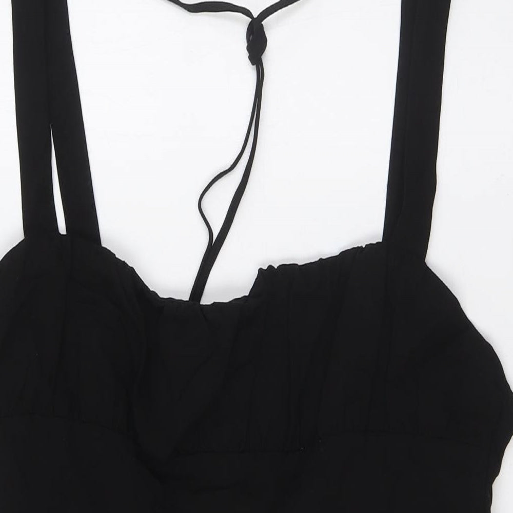 Zara Womens Black Polyester A-Line Size XL Square Neck Zip