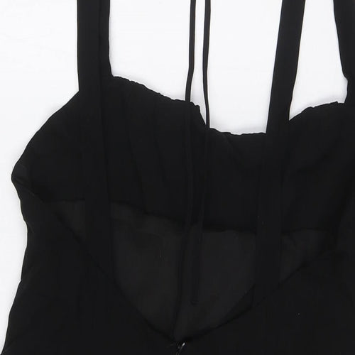 Zara Womens Black Polyester A-Line Size XL Square Neck Zip