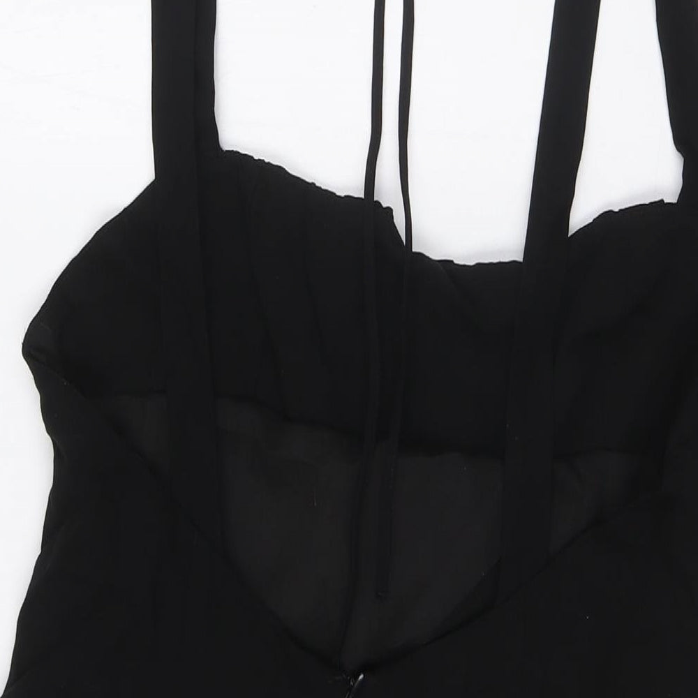 Zara Womens Black Polyester A-Line Size XL Square Neck Zip