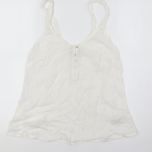 NEXT Womens Ivory Viscose Camisole Button-Up Size 8 Scoop Neck