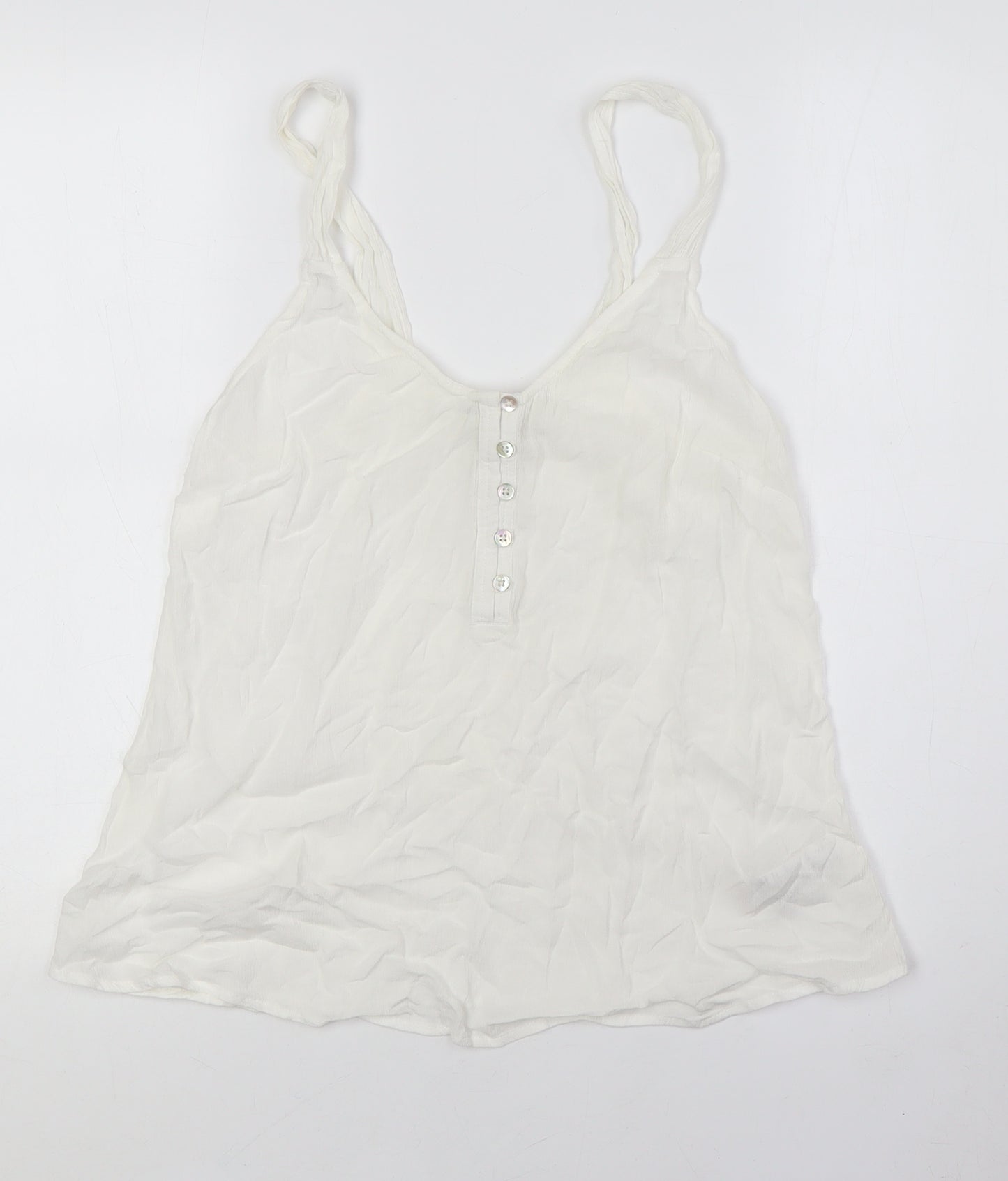 NEXT Womens Ivory Viscose Camisole Button-Up Size 8 Scoop Neck