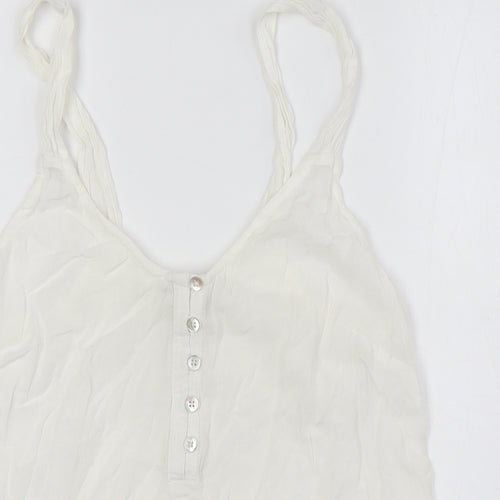 NEXT Womens Ivory Viscose Camisole Button-Up Size 8 Scoop Neck