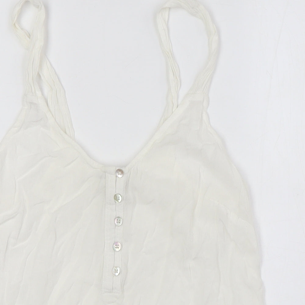 NEXT Womens Ivory Viscose Camisole Button-Up Size 8 Scoop Neck