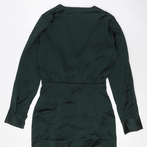 Zara Womens Green Polyester A-Line Size 2XL V-Neck Zip - Wrap Effect
