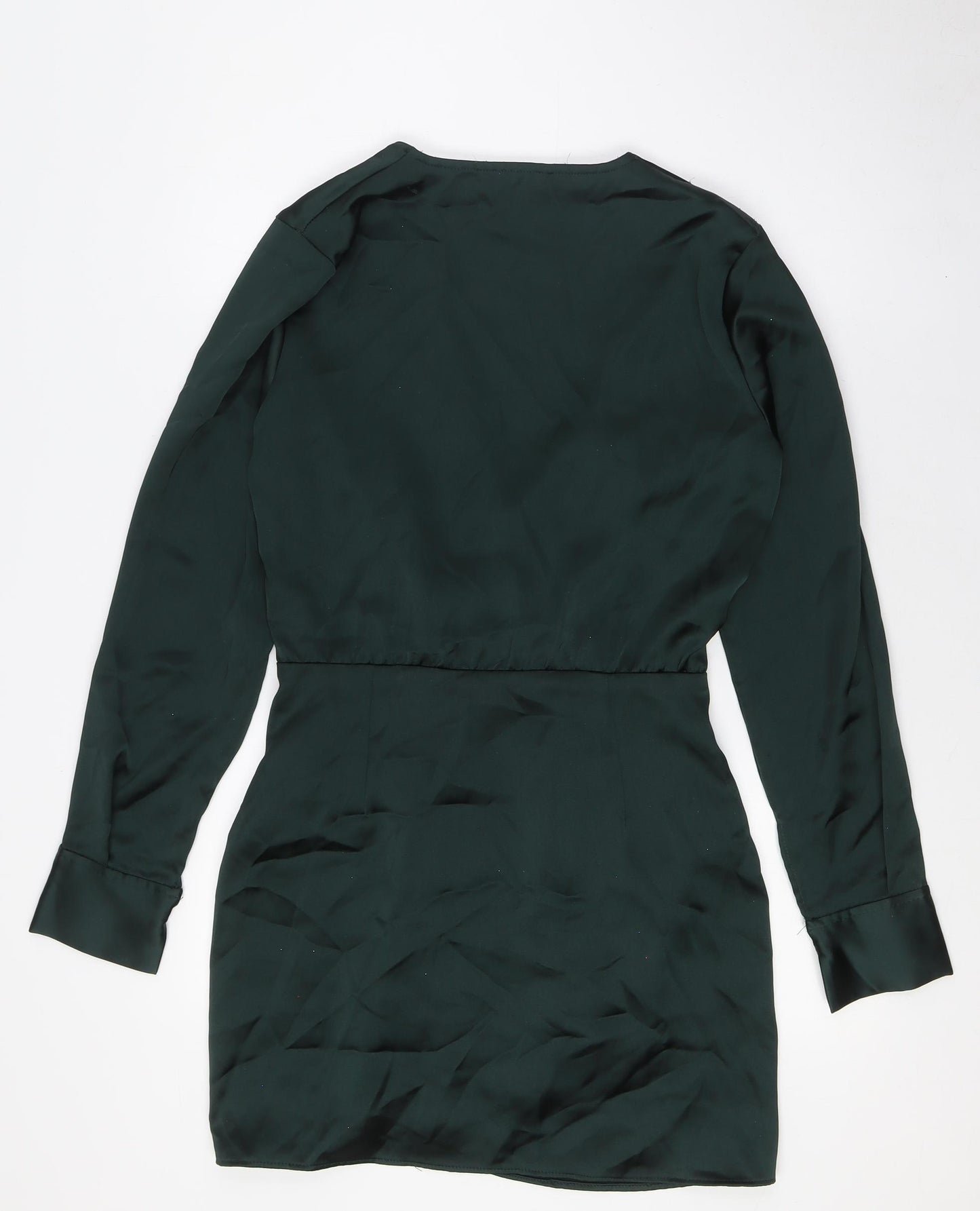 Zara Womens Green Polyester A-Line Size 2XL V-Neck Zip - Wrap Effect